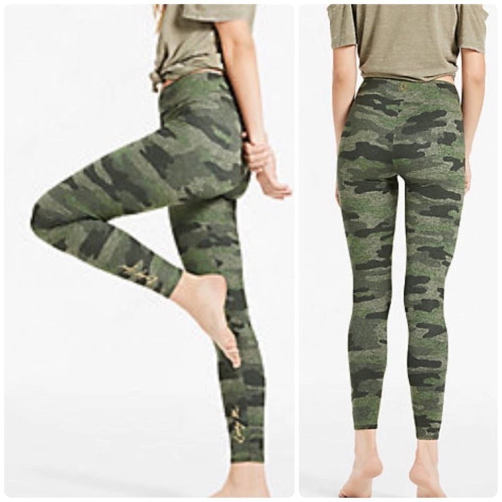 Lucky Brand Womens Lucky Print Camo Leggings size XS Olive Green Athleisure - Picture 3 of 10